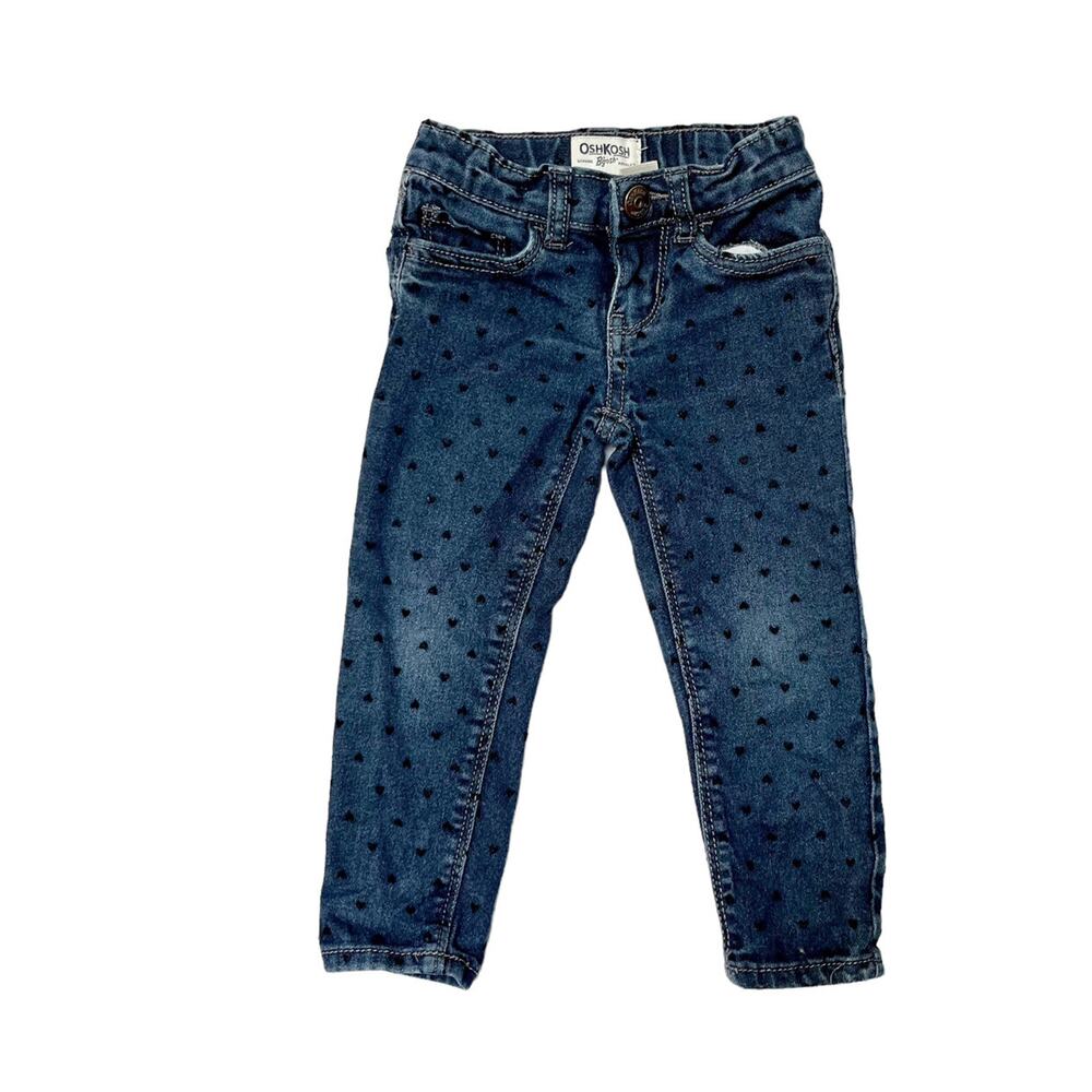 OshKosh Heart Print Denim Jeans Size 2